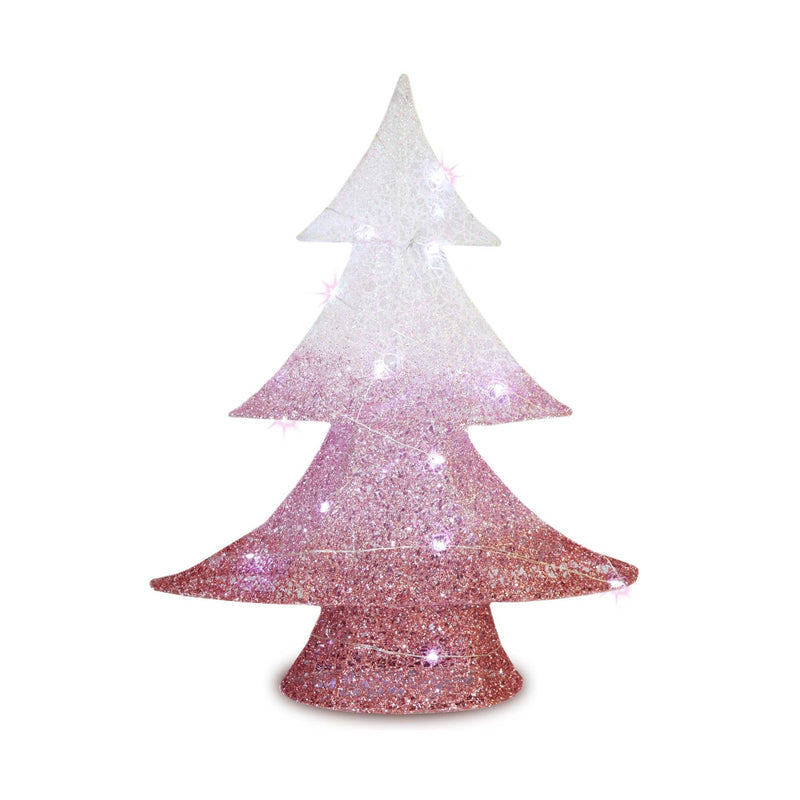Christmas Sparkle Glitter Tree with 20 Lights - White & Pink