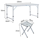Livingandhome Folding Picnic Table with 4 Stools Portable Lightweight Aluminum Table Stools Set