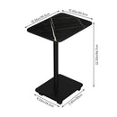 Livingandhome Black Marble C-Shaped Side Table with Wheels