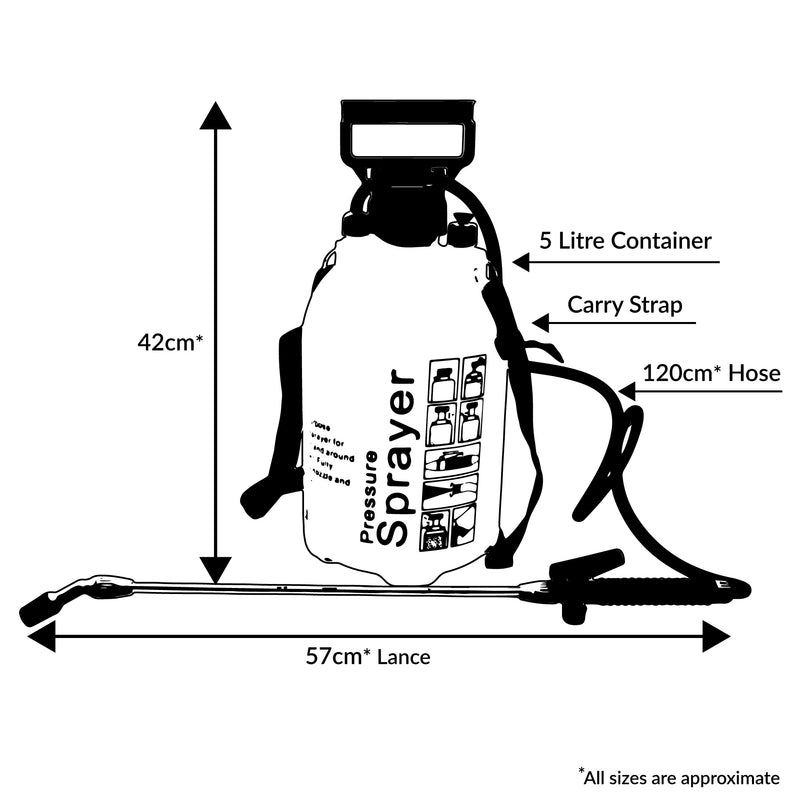 Silver & Stone Pump Action Pressure Sprayer 5 Litre