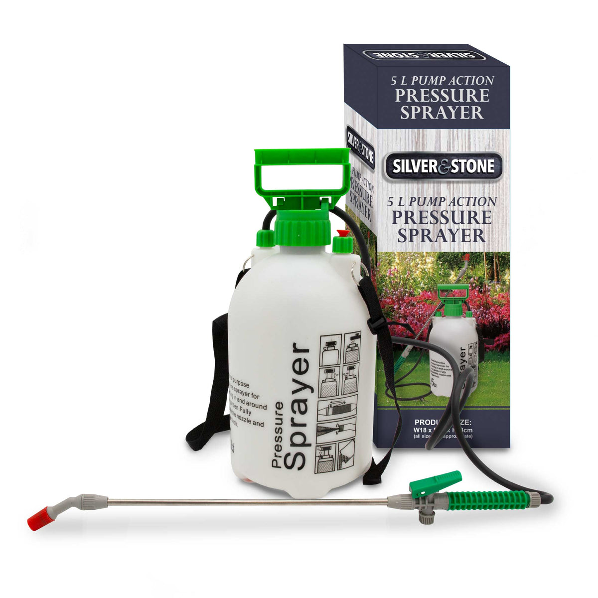 pressure sprayer garden pump 5 liter Silver & Stone Pump Action Pressure Sprayer 5 Litre