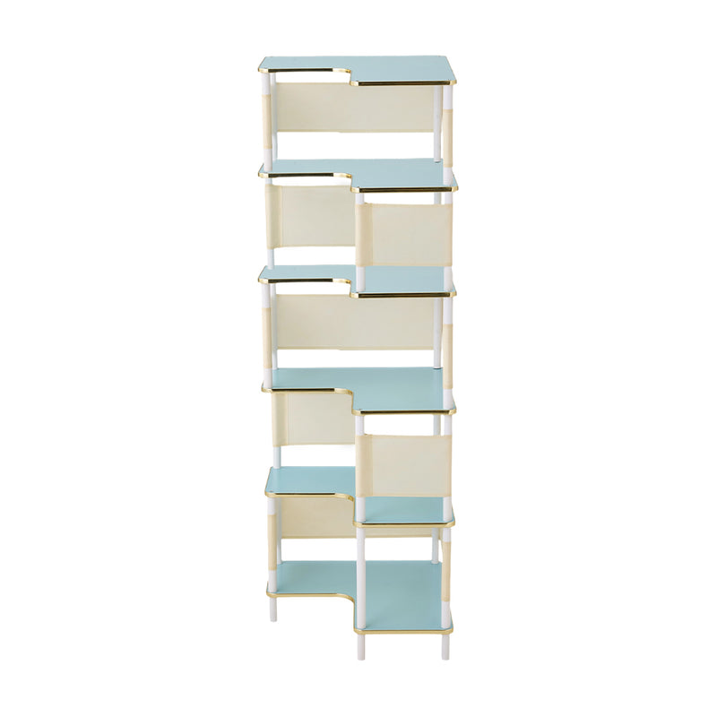 Livingandhome Minimalist Corner Bookshelf with Gold Frame