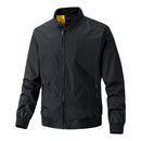 Outdoor Zip-up Windproof Lightweight Bomber Jacket Casual Varsity Outerwear - Black