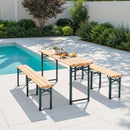 Breeins 3-Piece Outdoor Wooden Foldable Table Benches Set