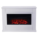 Electric Fireplace with White Wooden Mantel