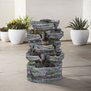 Garden Sanctuary Faux Rock Garden Fountain with Lights