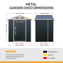 6x4FT/6x8FT Metal Apex Roof Garden Tool Storage Shed