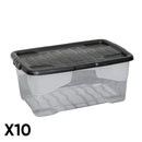 42L Clear Storage Box with Black Lid, Stackable and Nestable Design Storage Solution