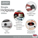 Lewis's Hotplate Single 1500W - White