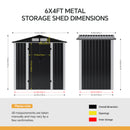 Breeins 6*4FT/6*8FT/8*10FT Metal Garden Storage Shed With Lockable Door