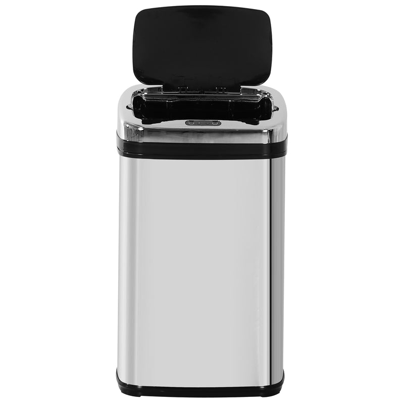 HOMCOM 30L Automatic Silver Kitchen Bin with Lid and Infrared Motion Sensor