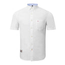 Solid Short Sleeve Shirt With Turn-Down Collar - White
