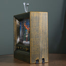 22cm Battery Operated Light up Antique Gold TV Christmas Water Spinner with Santa Scene & LEDs