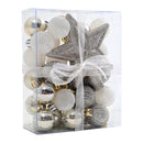 Lifeideas 30 Pieces Shatterproof Christmas Tree Ornament Set Xmas Bauble and Snowflake Tree Topper
