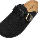 Closed-Toe Slip-On Mules Sandals - Black