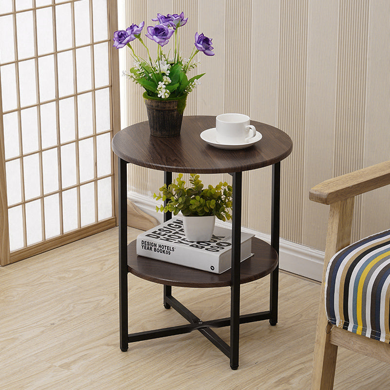 Livingandhome Small Round Coffee Table with 2 Tier