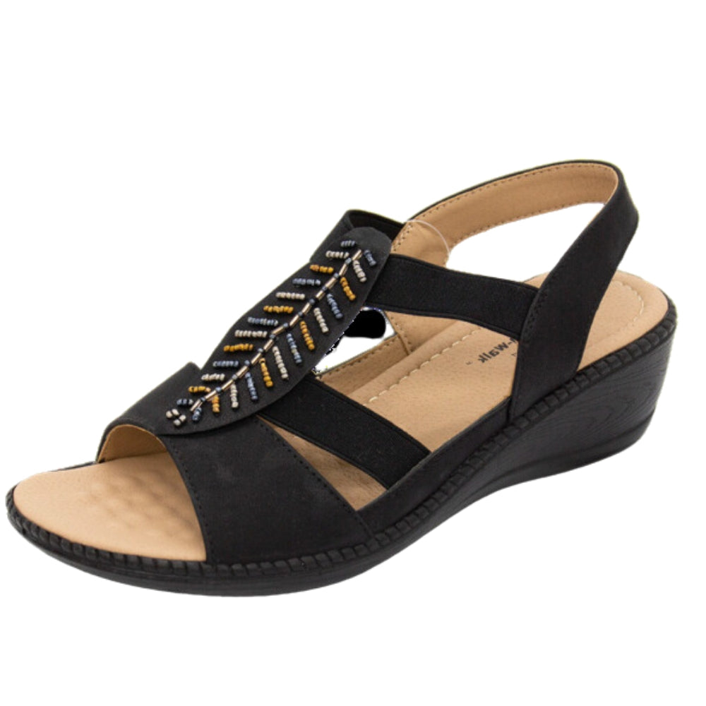 Ladies Cushion Walk Sandals - Black