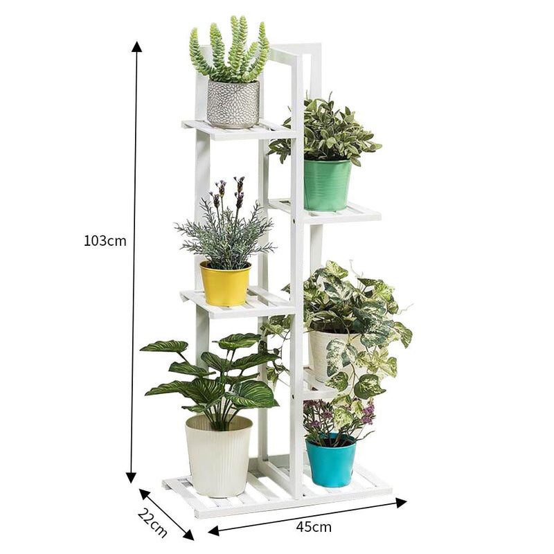 Breeins Rustic Solid Wood Flower Pot Shelf