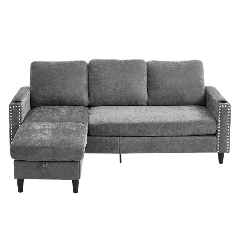 Livingandhome Modern Polyester Sofa with Footrest