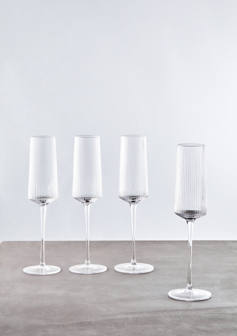 Eldon Set of Four Ribbed Champagne Glasses