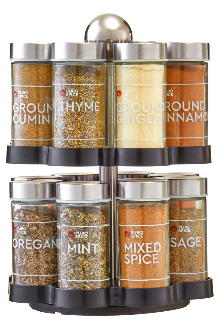 Puro Revolving Spice Rack with 16 Spices and Herbs
