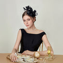 Black Vintage Satin Fascinator With Headband
