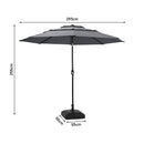 Garden Sanctuary Outdoor 3-Tier Umbrella with HDPE Parasol Base