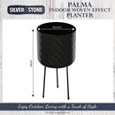 Palma Indoor Woven Effect Metal Planter with Black Metal Legs - Black