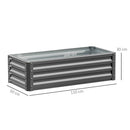 Outsunny Set of 2 Raised Garden Bed Galvanised Planter Box, Light Grey