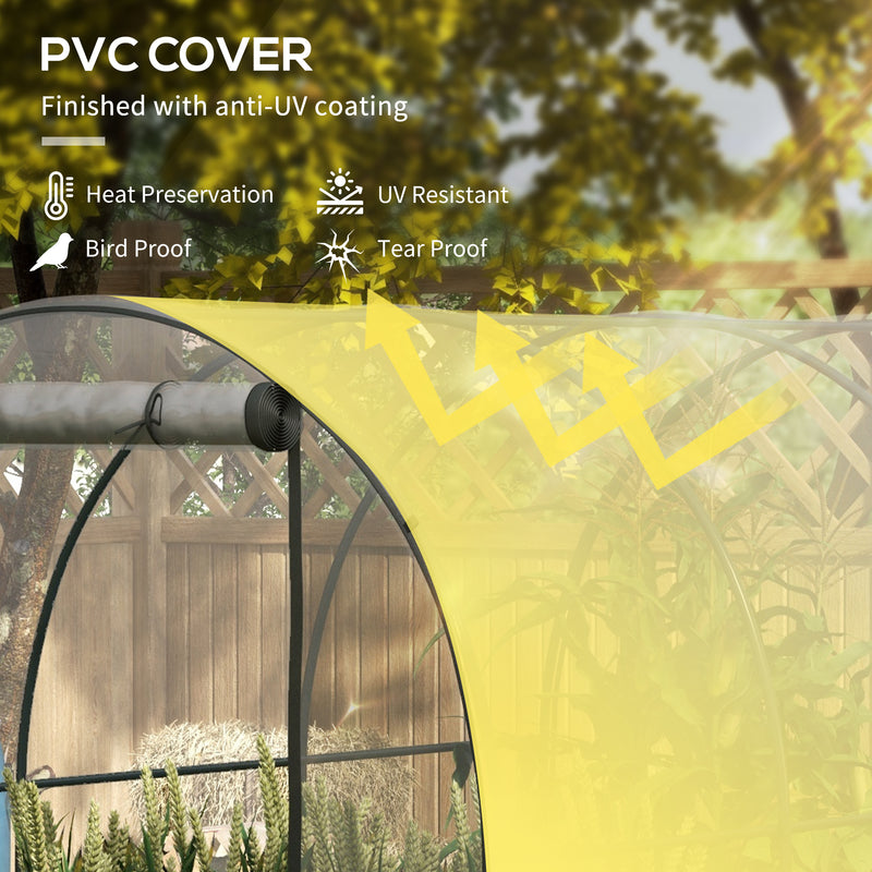 Outsunny 3 x 2 x 2m Polytunnel Greenhouse with Door, Windows, Steel Frame