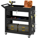 HOMCOM Storage Trolley Wheel Cart with Lockable Wheels Black