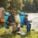 Outsunny Set of 2 Reclining Camping Chairs, Blue and Grey