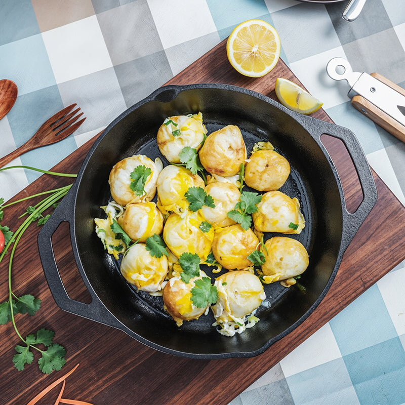 Lifeideas Round Cast Iron Skillet with Handles