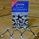200 LED 16m Premier SupaBrights Indoor Outdoor Christmas Multi Function Mains Operated String Lights with Timer in Cool White