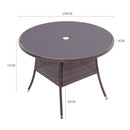 Garden Sanctuary Garden Wicker Tempered Glass Table with Parasol Hole