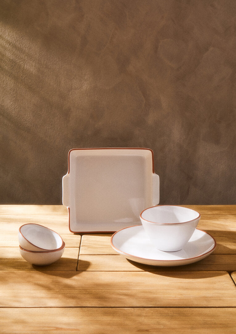 Calisto Terracotta White Glazed Oven to Table Dish