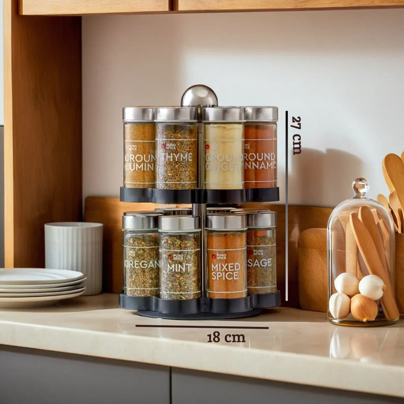 Puro Revolving Spice Rack with 16 Spices and Herbs