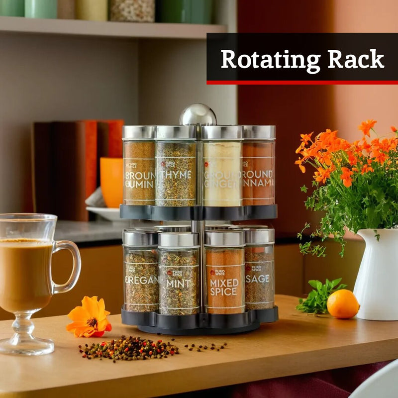 Puro Revolving Spice Rack with 16 Spices and Herbs