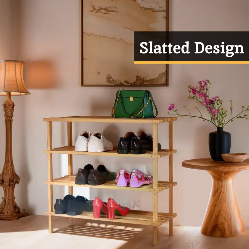 Arla 4 Tier Wooden Shoe Rack