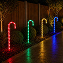 4pcs 62cm Premier Outdoor Multicoloured Christmas Candy Cane LED Path Lights for Garden