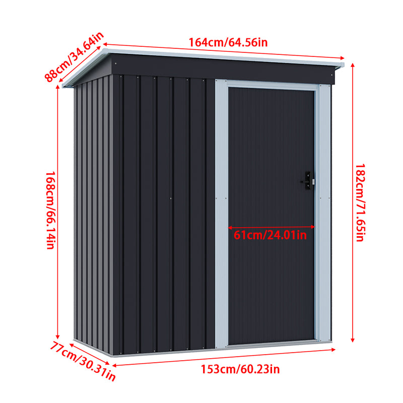 Garden Sanctuary 5 x 3 FT Outdoor Metal Storage Shed with Lockable Door for Garden