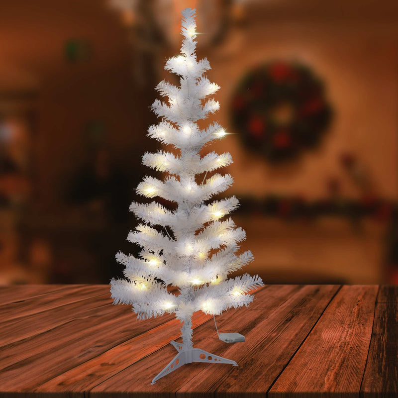 Christmas Sparkle Pre Lit Artificial Traditional Christmas Tree 3.5ft with White LED Lights