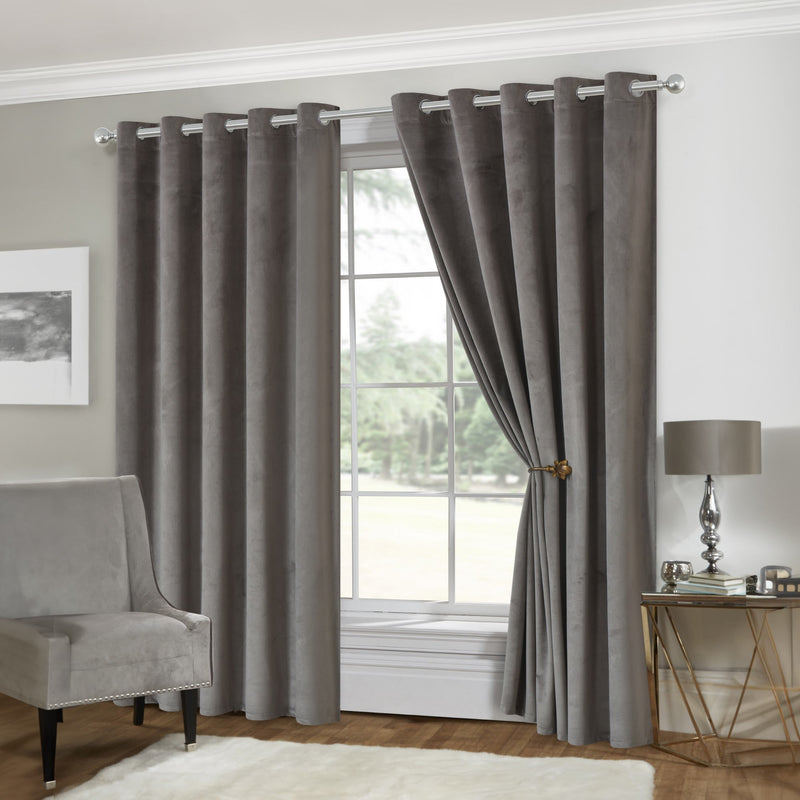 Lewis's Italian Velvet Blackout Curtains - Mink