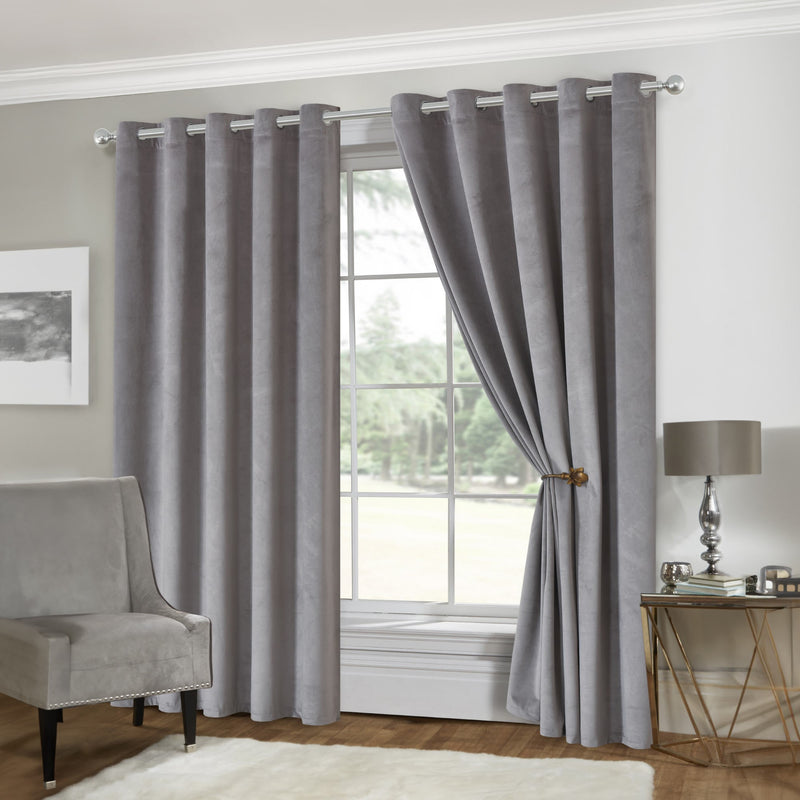 Lewis's Italian Velvet Blackout Curtains - Silver