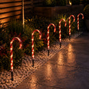 Set of 6 Light up Red & White Candy Cane Christmas Path Lights
