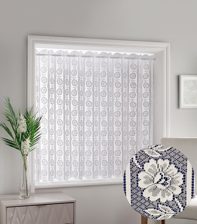 White Floral Textured Voile Louvre Vertical Pleated Window Blind Panel