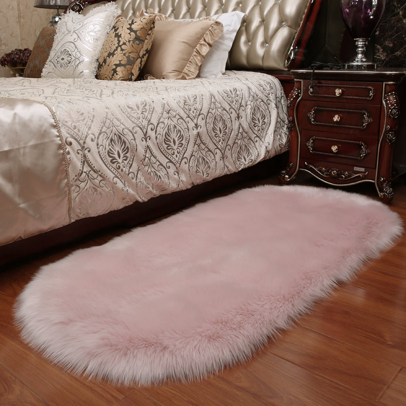 Lifeideas Oval Pink Plush Shaggy Rug