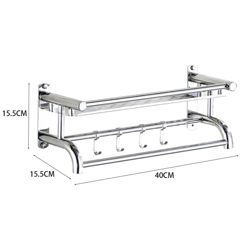 Lifeideas Wall Mounted Stainless Steel Bathroom Storage Shelf