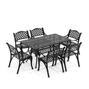 Breeins Set Of 7 Retro Garden Bistro Set Cast Aluminum With Cushions
