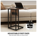 HOMCOM C Shaped Side Table with Charging Station and Foldable Top